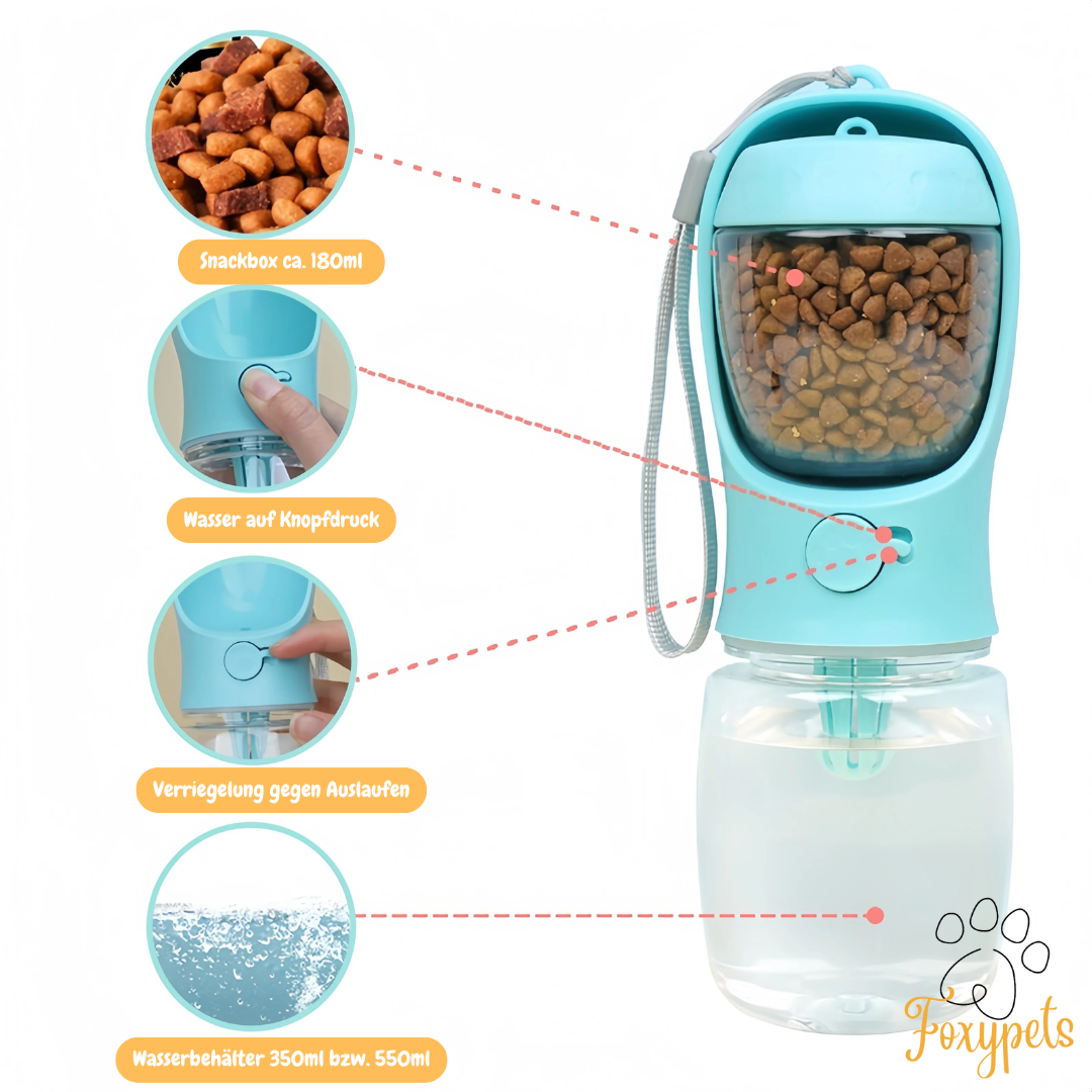Foxypets 2-in-1 Trinkflasche